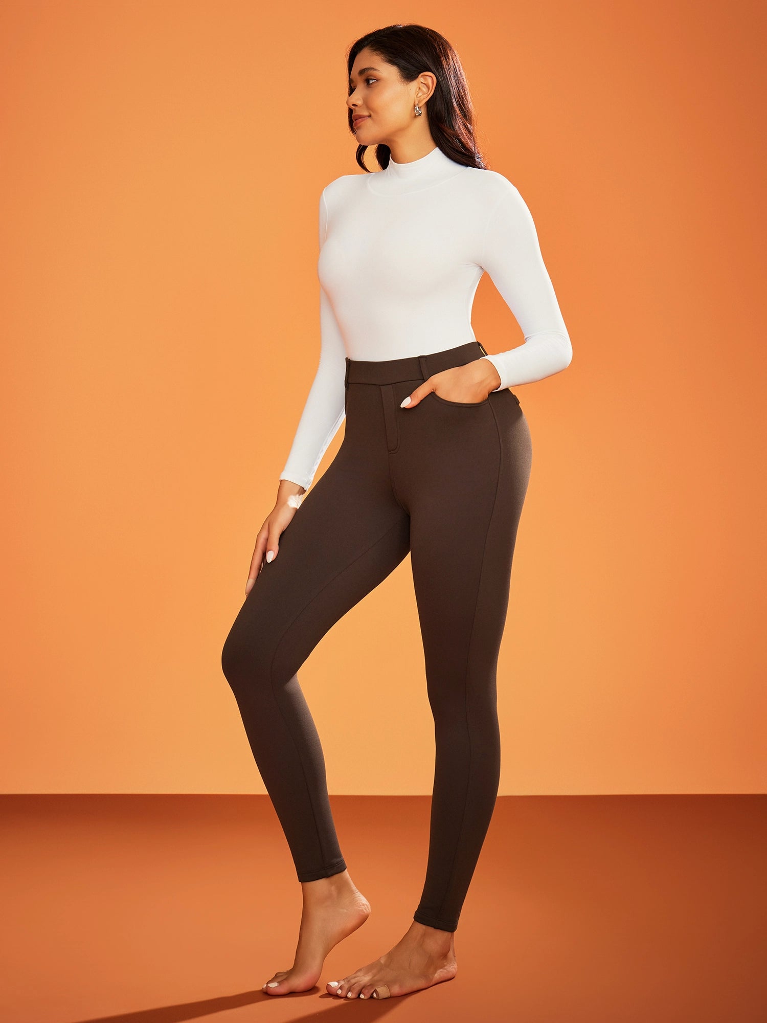 IUGA HeatLab® Fleece Lined Pull On High Waisted Dress Pants With Pockets