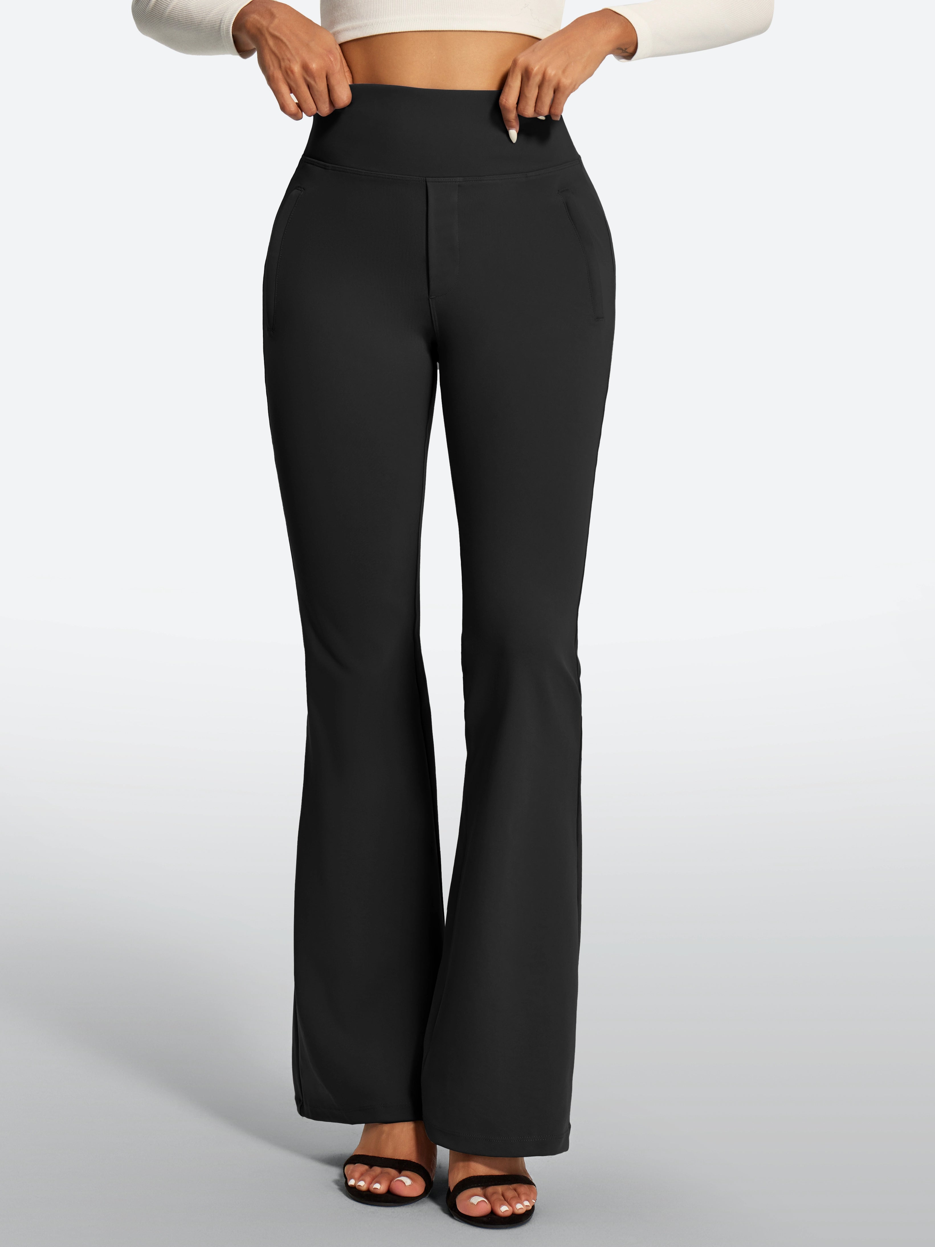 IUGA High Waist Pull On Stretchy Dress Pants With Zipper Pockets