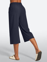 IUGA High Waisted Adjustable Drawstring Wide Leg Capris With Pockets | Affordable Yoga Leggings & Activewear by IUGA