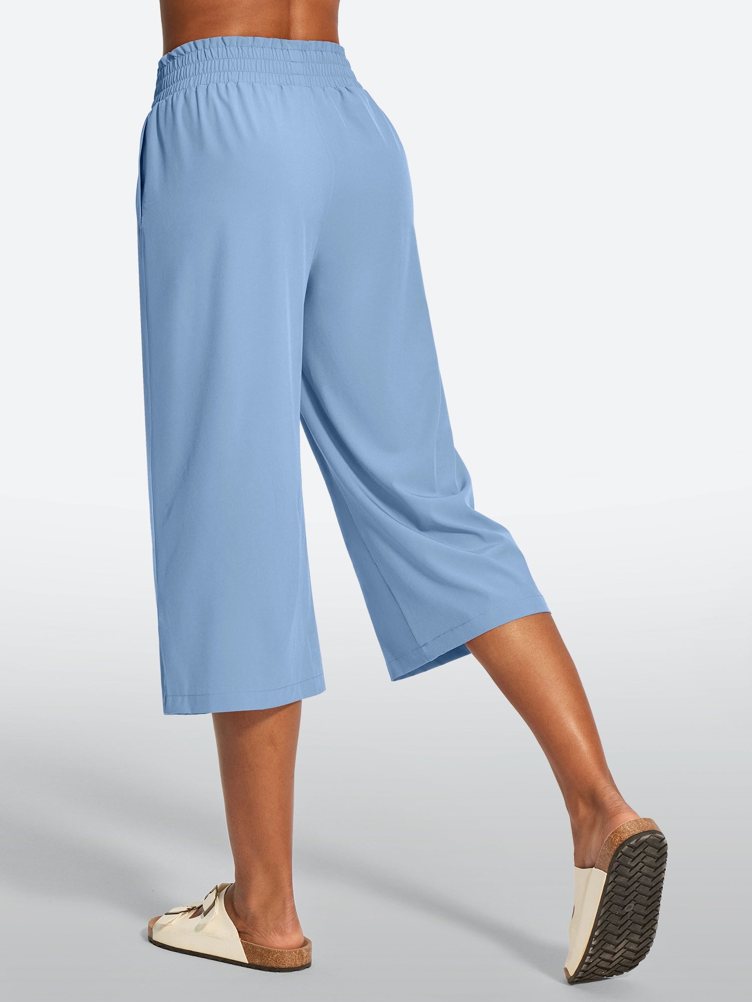 IUGA High Waisted Adjustable Drawstring Wide Leg Capris With Pockets | Affordable Yoga Leggings & Activewear by IUGA