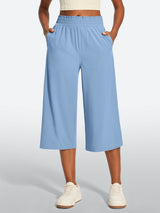 IUGA High Waisted Adjustable Drawstring Wide Leg Capris With Pockets | Affordable Yoga Leggings & Activewear by IUGA