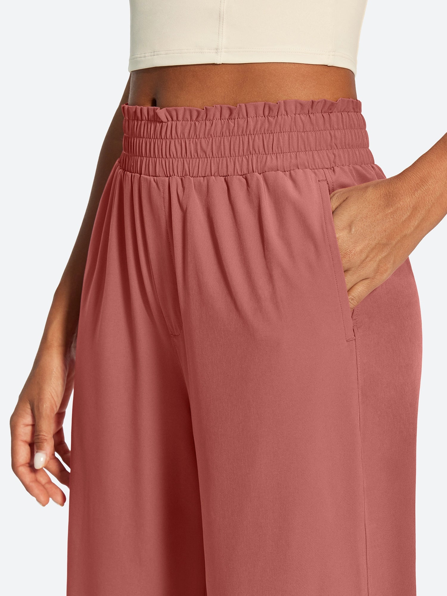 IUGA High Waisted Adjustable Drawstring Wide Leg Capris With Pockets | Affordable Yoga Leggings & Activewear by IUGA