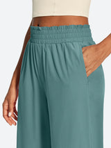 IUGA High Waisted Adjustable Drawstring Wide Leg Capris With Pockets | Affordable Yoga Leggings & Activewear by IUGA