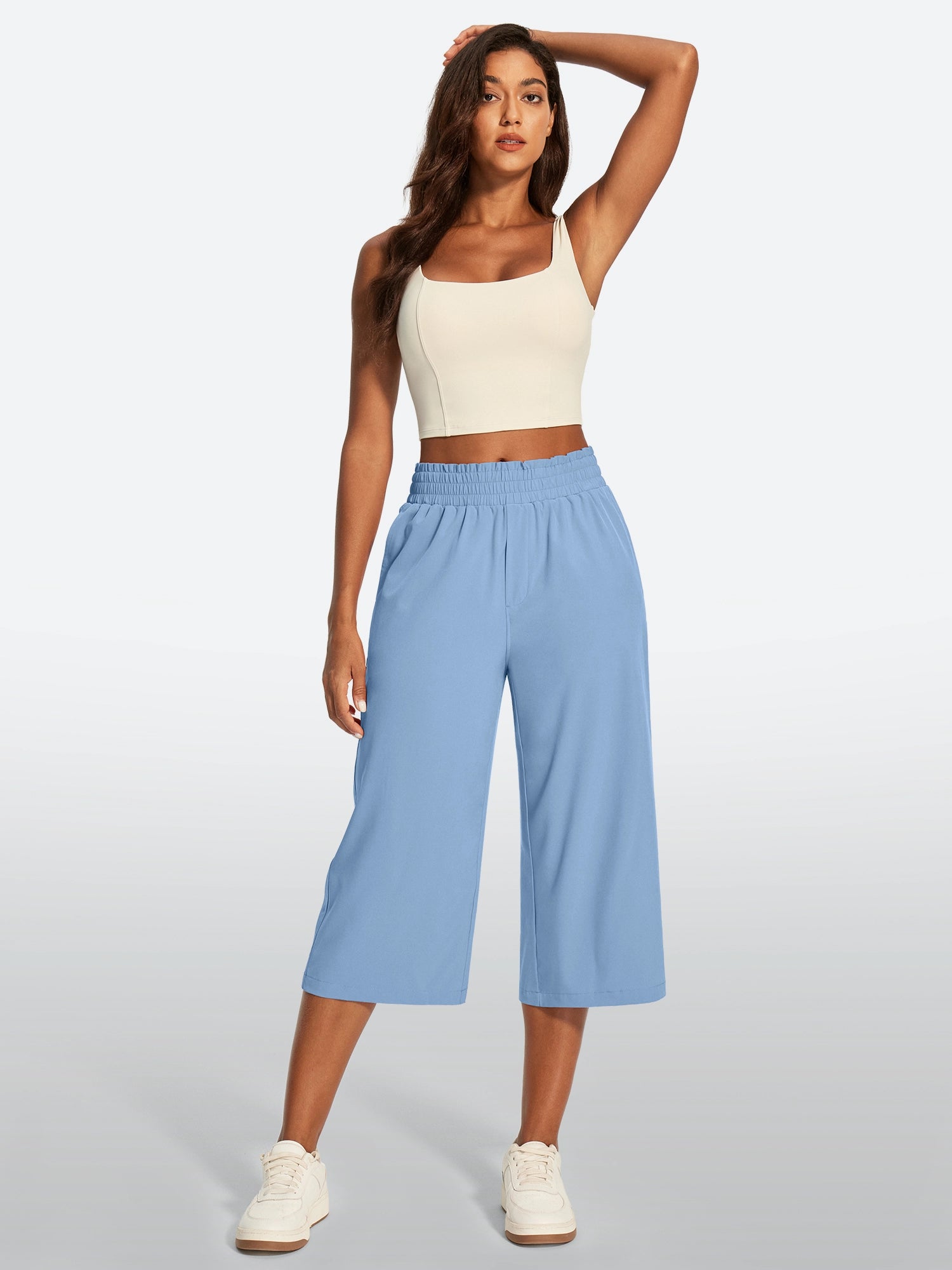 IUGA High Waisted Adjustable Drawstring Wide Leg Capris With Pockets | Affordable Yoga Leggings & Activewear by IUGA