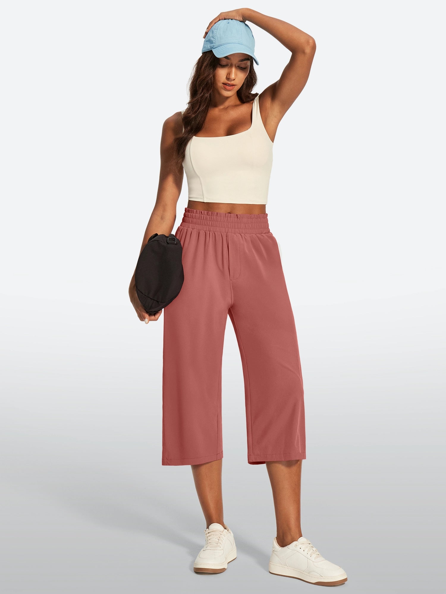 IUGA High Waisted Adjustable Drawstring Wide Leg Capris With Pockets | Affordable Yoga Leggings & Activewear by IUGA