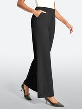 IUGA High Waisted Stretchy Wide Leg Pull On Work Pants With Pockets