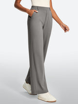 IUGA High Waisted Stretchy Wide Leg Pull On Work Pants With Pockets