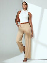 IUGA High Waisted Stretchy Wide Leg Pull On Work Pants With Pockets