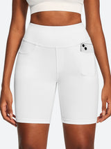 IUGA 7'' FlexTight Faux Denim High Waist Biker Shorts With Pockets