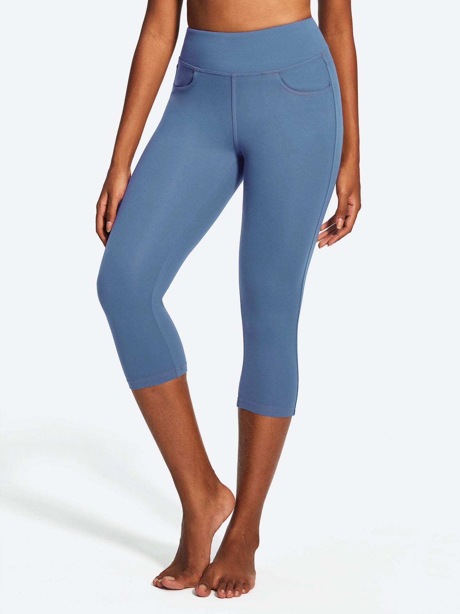 IUGA FlexTight High Waist Denim-Look Capris With Pockets