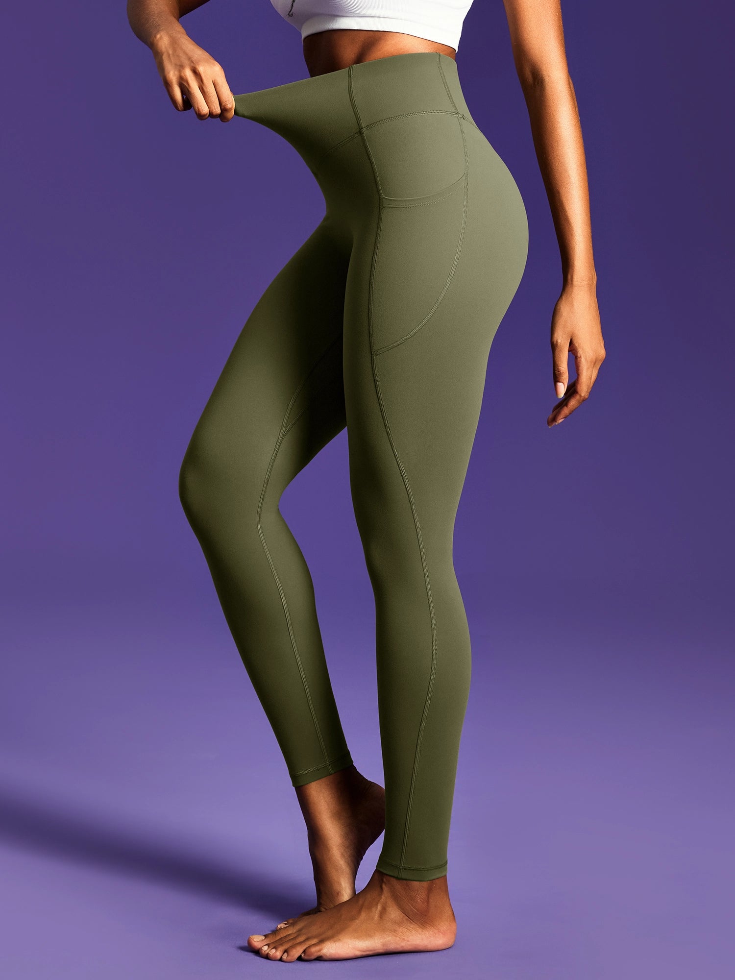 IUGA PowerTight Sandwich Scrunch Butt Lifting No Front Seam Compression Leggings With Pockets