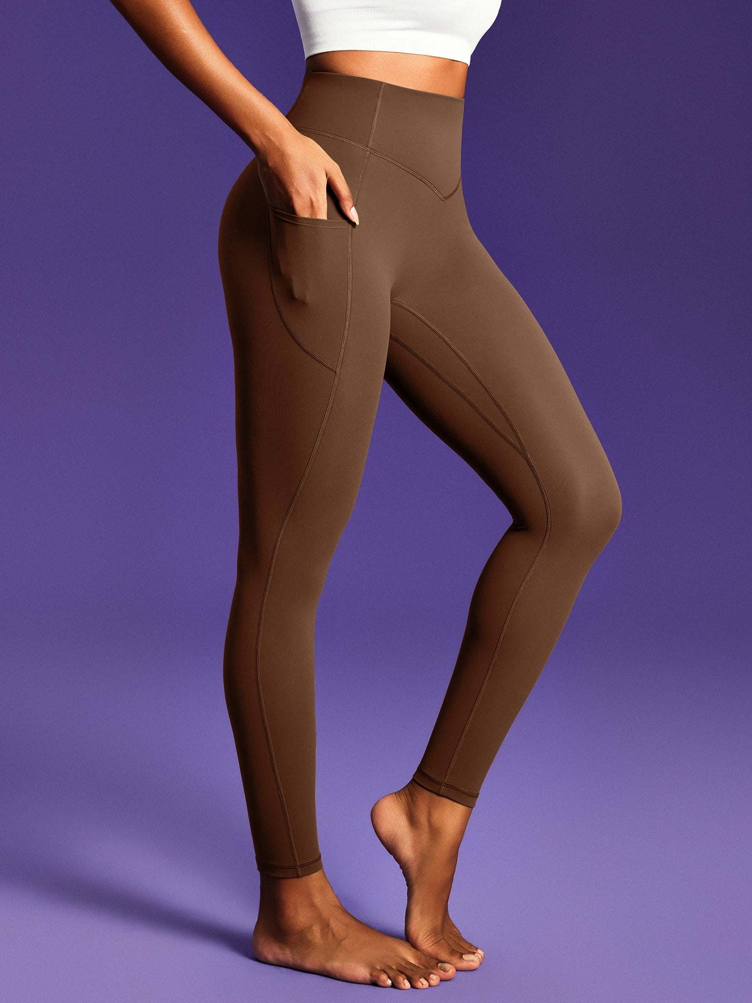 IUGA PowerTight Sandwich Scrunch Butt Lifting No Front Seam Compression Leggings With Pockets