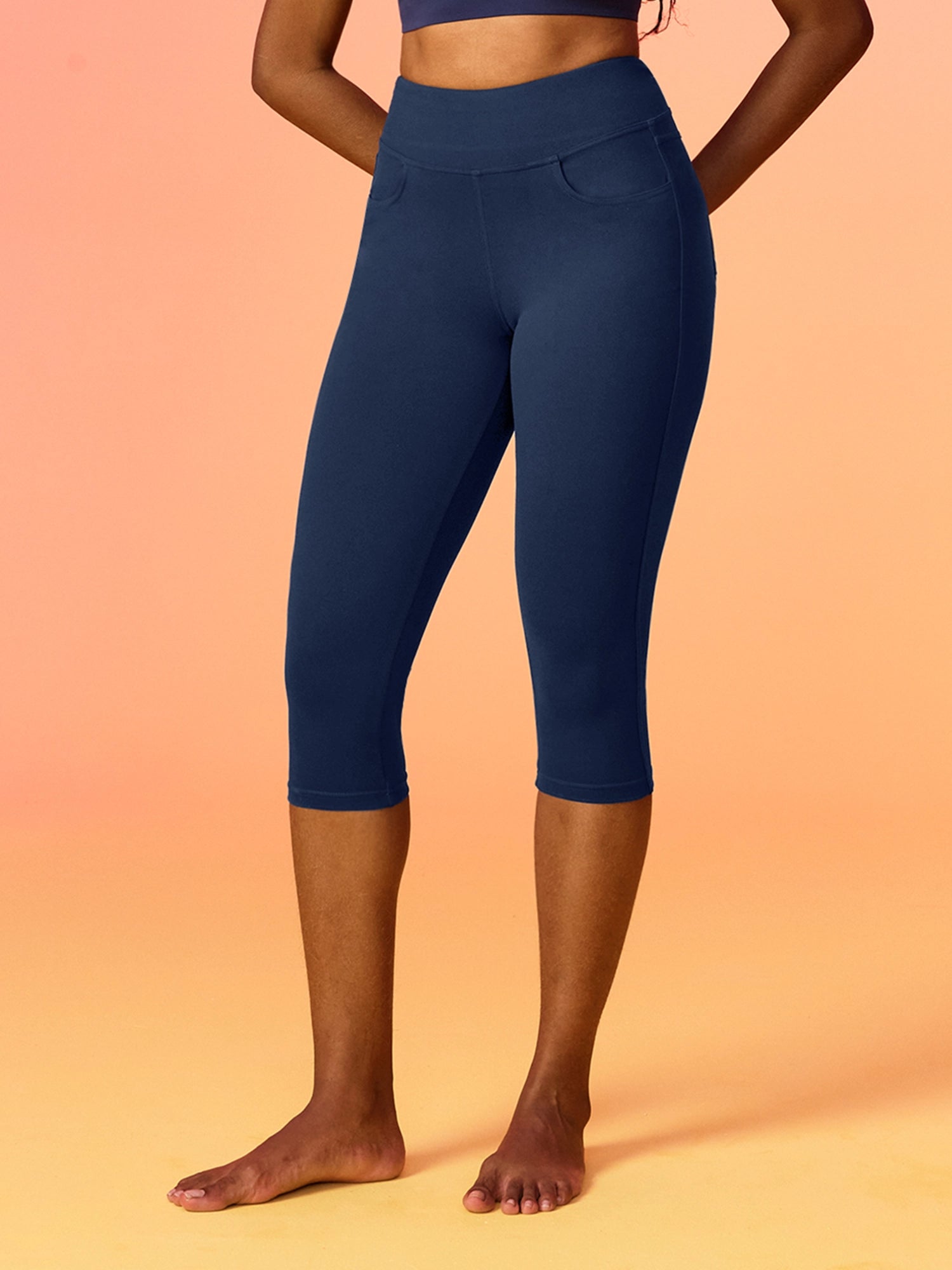 IUGA FlexTight High Waist Denim-Look Capris With Pockets