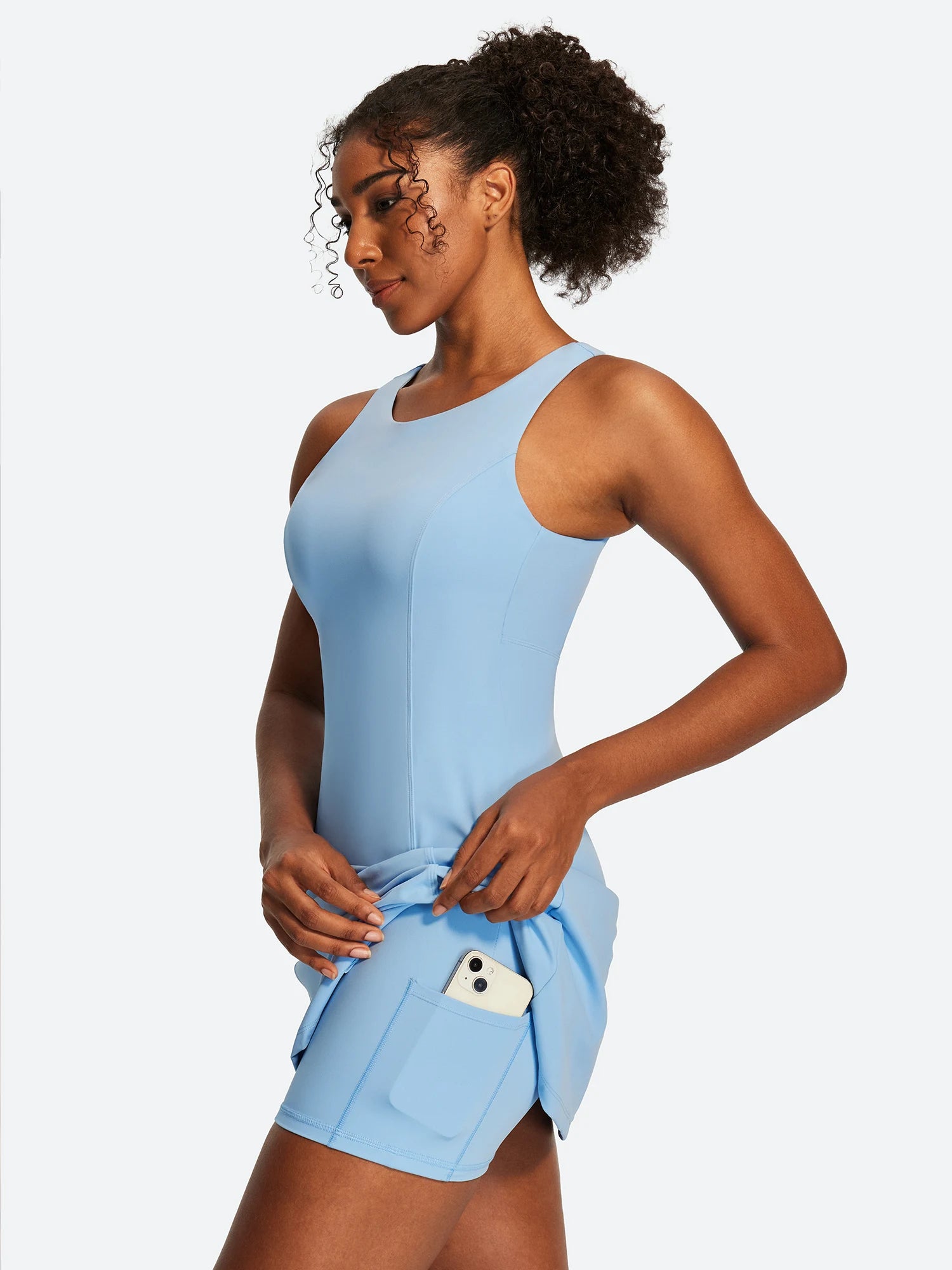 IUGA Open Back Sleeveless Tennis Dress With Built-in Shorts & Pockets | Affordable Yoga Leggings & Activewear by IUGA