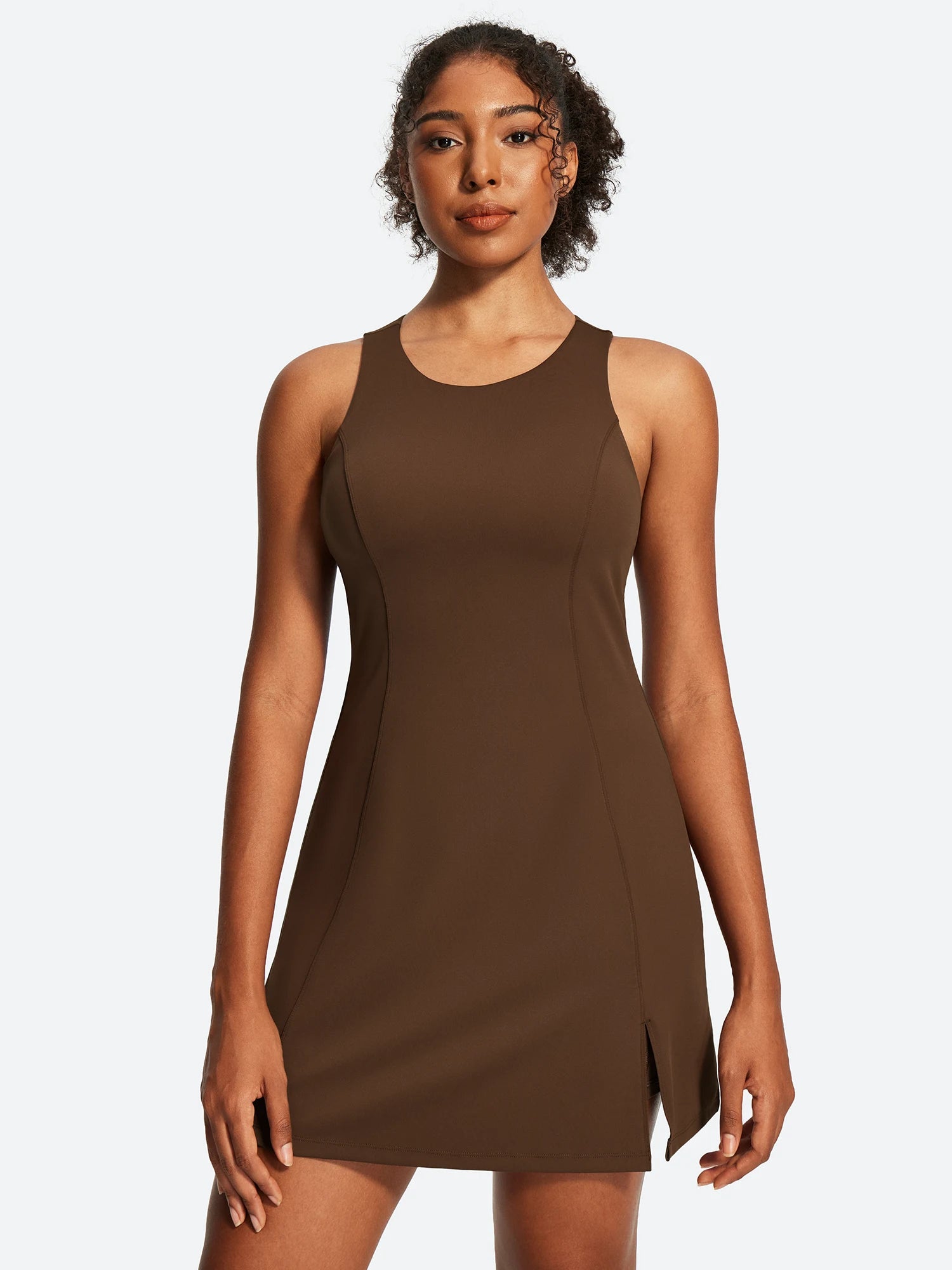 IUGA Open Back Sleeveless Tennis Dress With Built-in Shorts & Pockets | Affordable Yoga Leggings & Activewear by IUGA