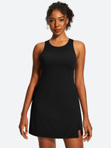 IUGA Open Back Sleeveless Tennis Dress With Built-in Shorts & Pockets | Affordable Yoga Leggings & Activewear by IUGA