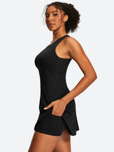 IUGA Open Back Sleeveless Tennis Dress With Built-in Shorts & Pockets | Affordable Yoga Leggings & Activewear by IUGA