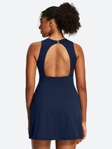 IUGA Open Back Sleeveless Tennis Dress With Built-in Shorts & Pockets | Affordable Yoga Leggings & Activewear by IUGA