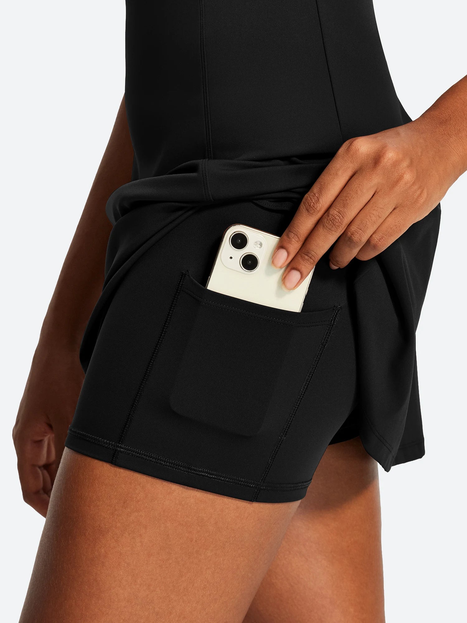 IUGA Open Back Sleeveless Tennis Dress With Built-in Shorts & Pockets | Affordable Yoga Leggings & Activewear by IUGA