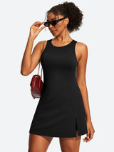 IUGA Open Back Sleeveless Tennis Dress With Built-in Shorts & Pockets | Affordable Yoga Leggings & Activewear by IUGA