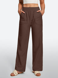 IUGA Cotton Linen Pull-On Wide Leg Pants With Pockets | Affordable Yoga Leggings & Activewear by IUGA