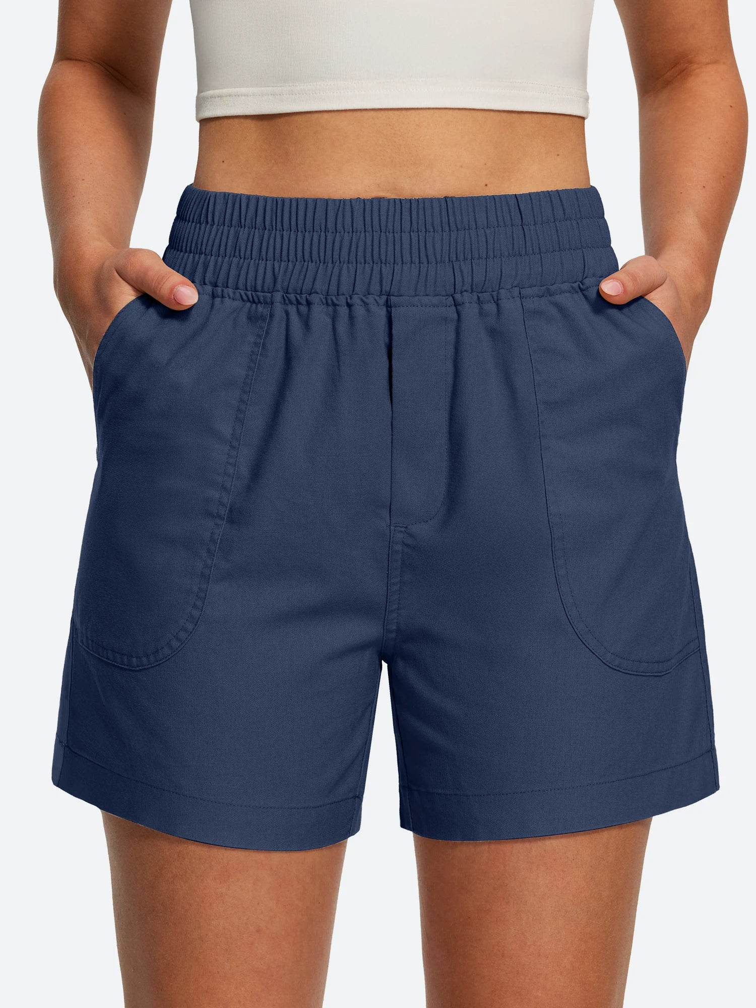 IUGA High Waisted Pull-On Comfy Linen Shorts With Pockets | Affordable Yoga Leggings & Activewear by IUGA