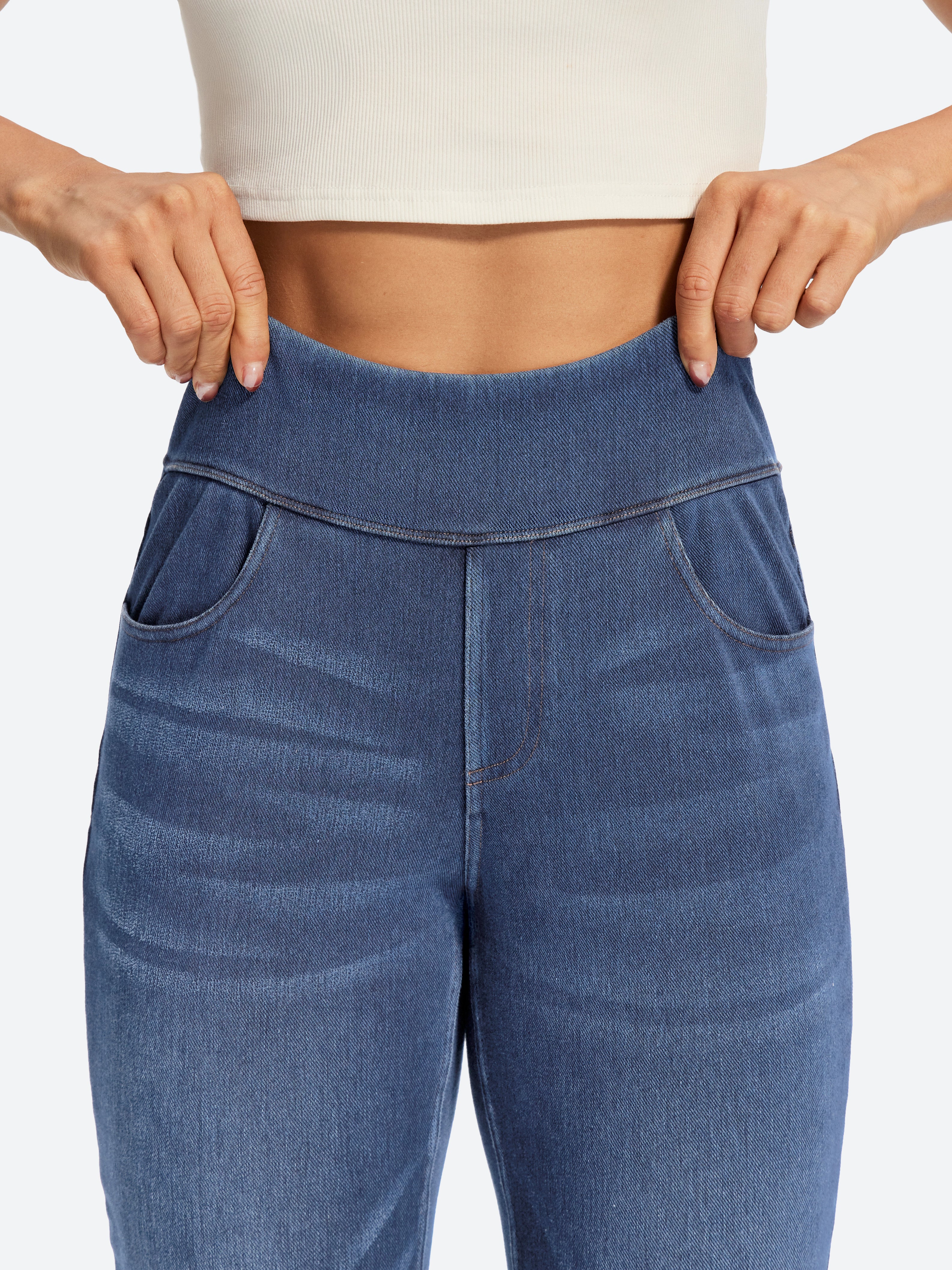 IUGA FlexDenim® High Waist Stretch Pull On Straight-Leg Jeans With Pockets
