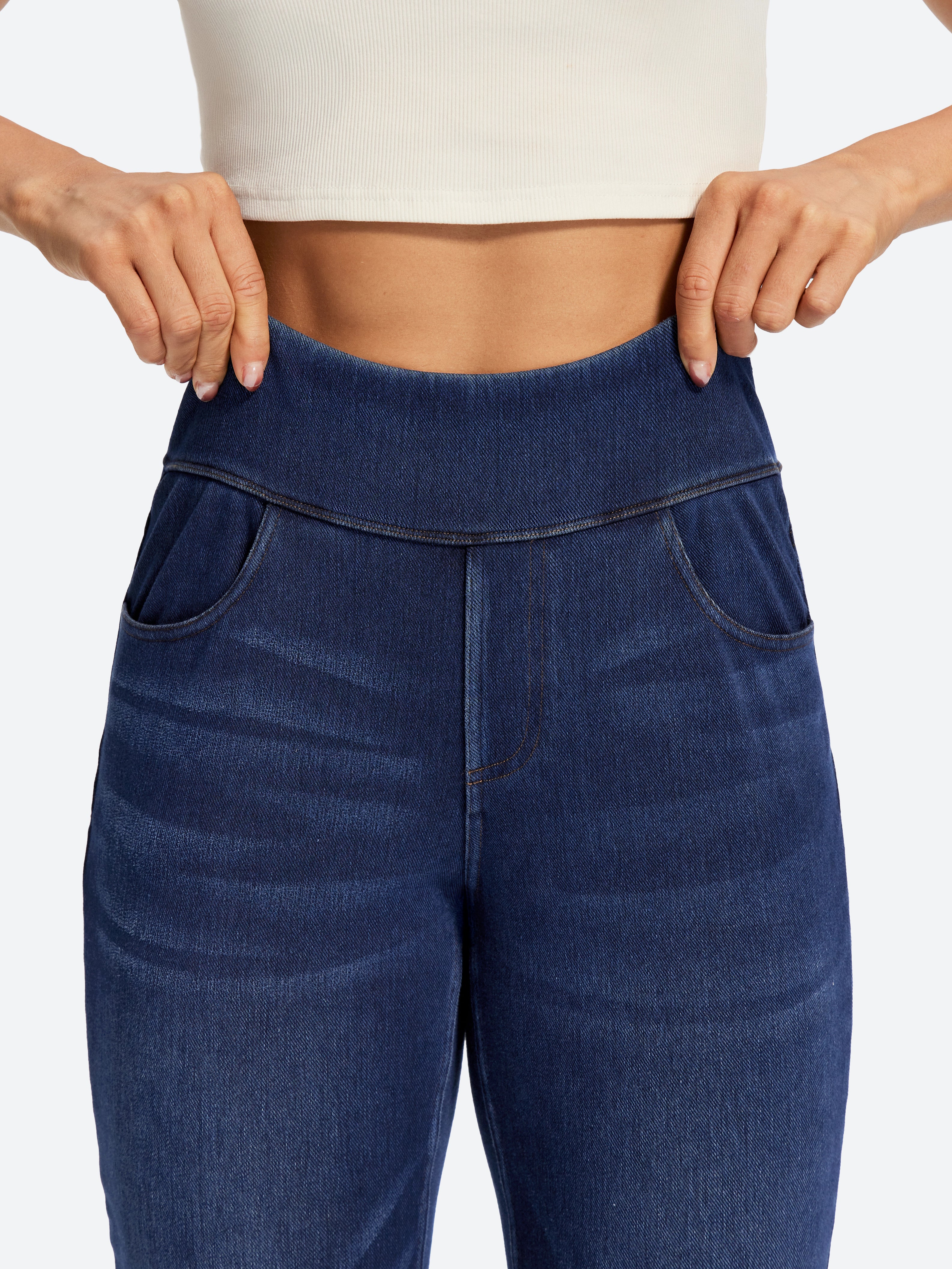 IUGA FlexDenim® High Waist Stretch Pull On Straight-Leg Jeans With Pockets