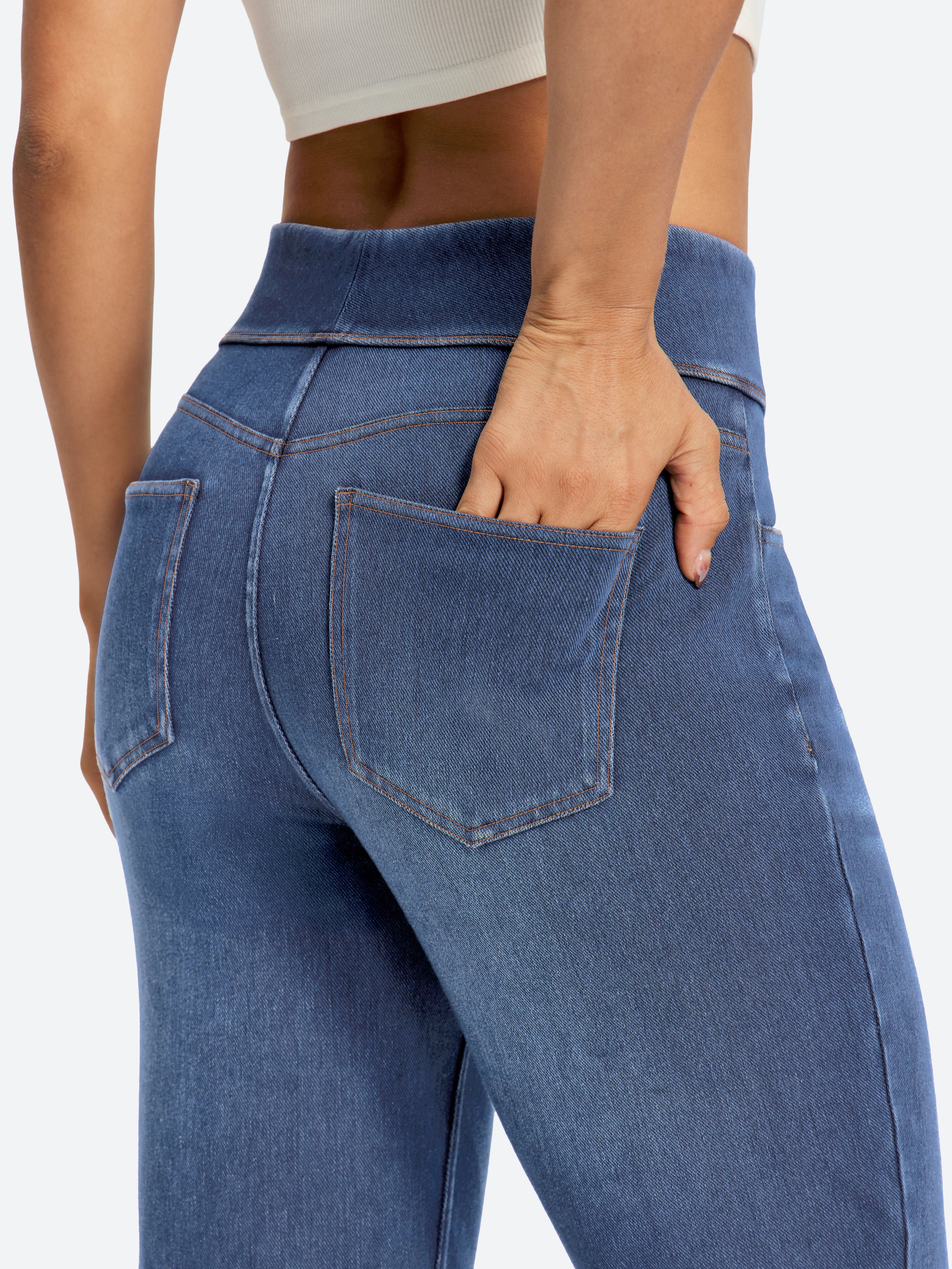 IUGA FlexDenim® High Waist Stretch Pull On Straight-Leg Jeans With Pockets