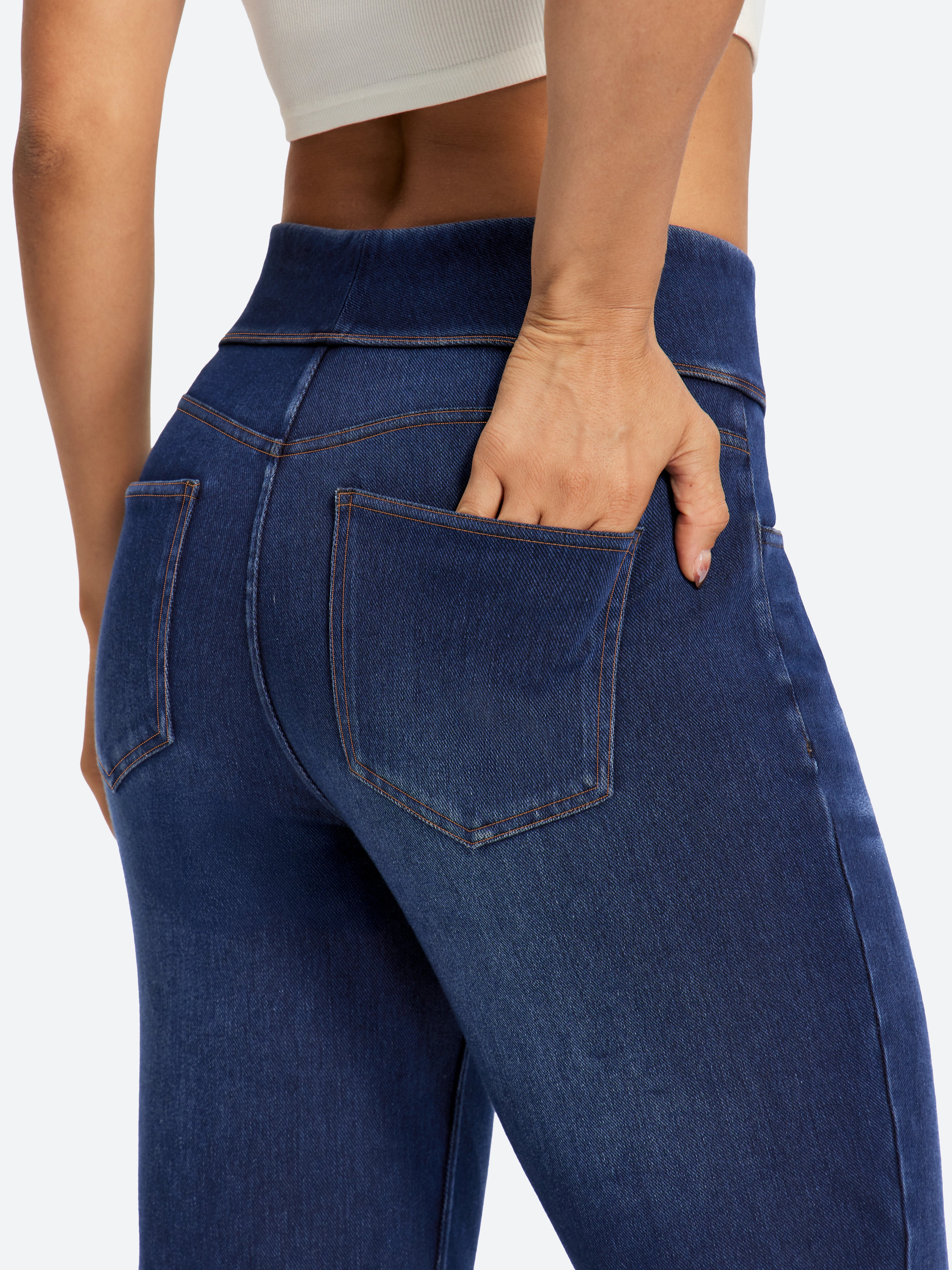 IUGA FlexDenim® High Waist Stretch Pull On Straight-Leg Jeans With Pockets