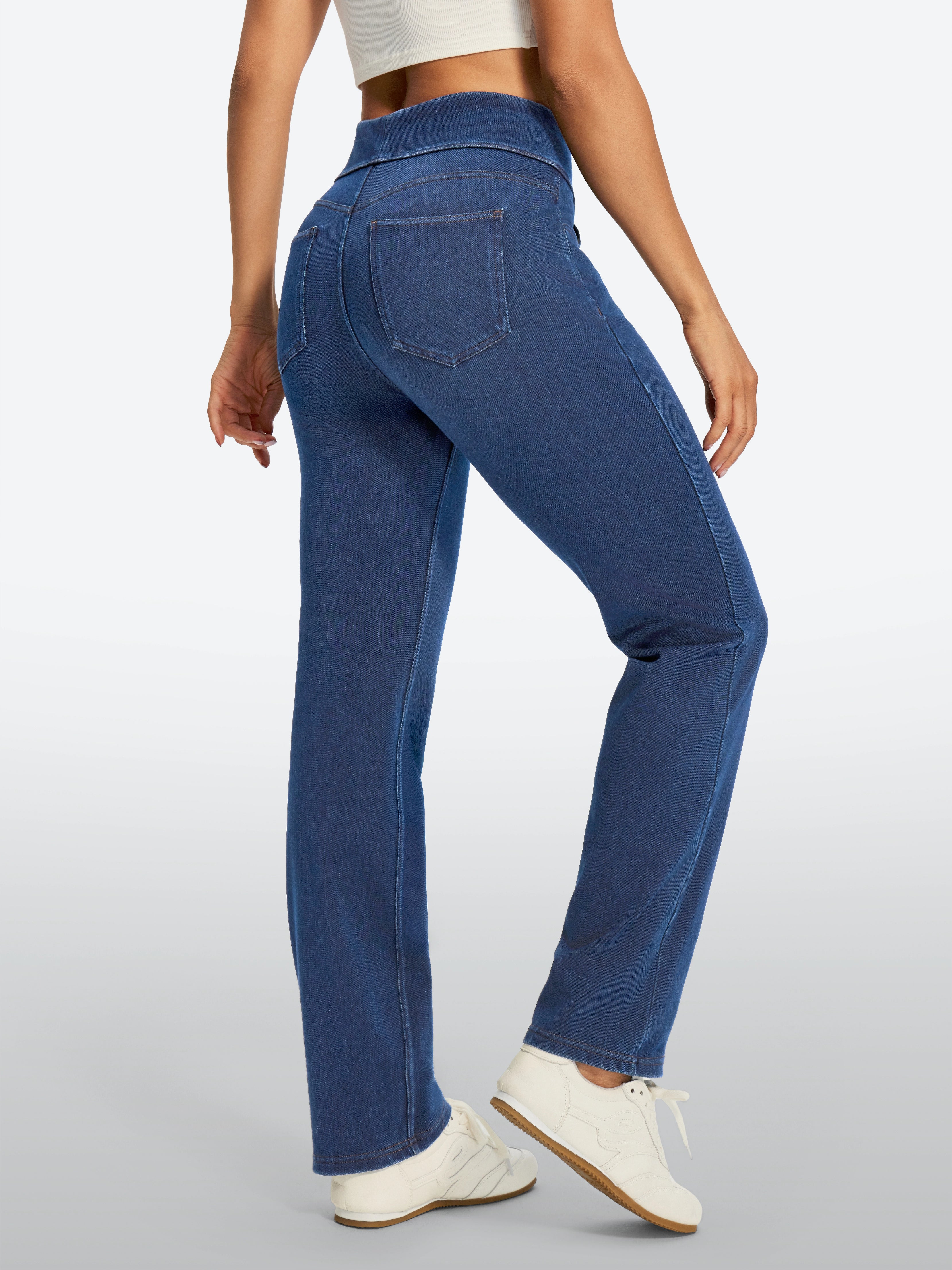 IUGA FlexDenim® High Waist Stretch Pull On Straight-Leg Jeans With Pockets