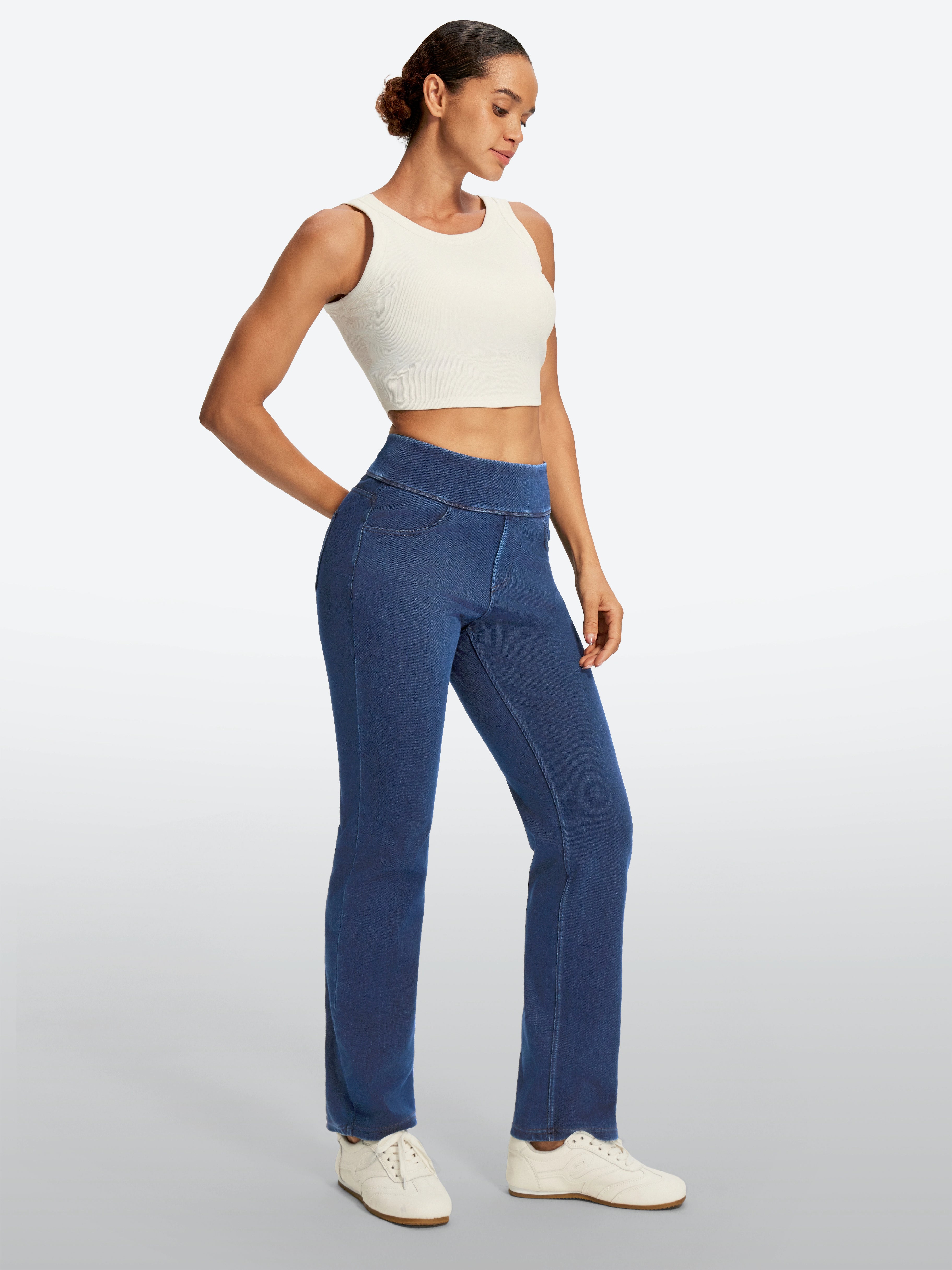 IUGA FlexDenim® High Waist Stretch Pull On Straight-Leg Jeans With Pockets