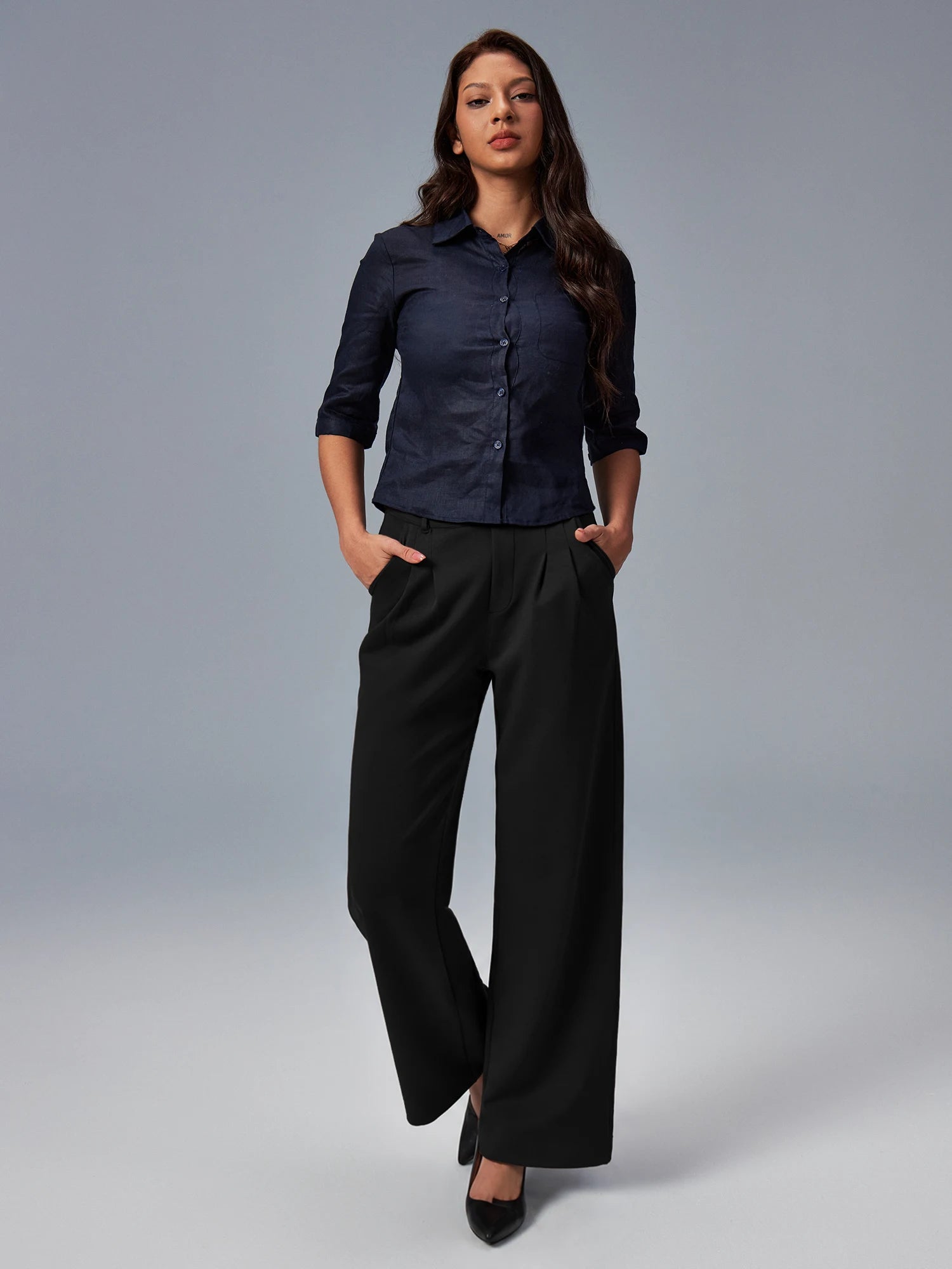 IUGA Wide-Leg Drapey Stretch Work Pants With Pockets | Affordable Yoga Leggings & Activewear by IUGA