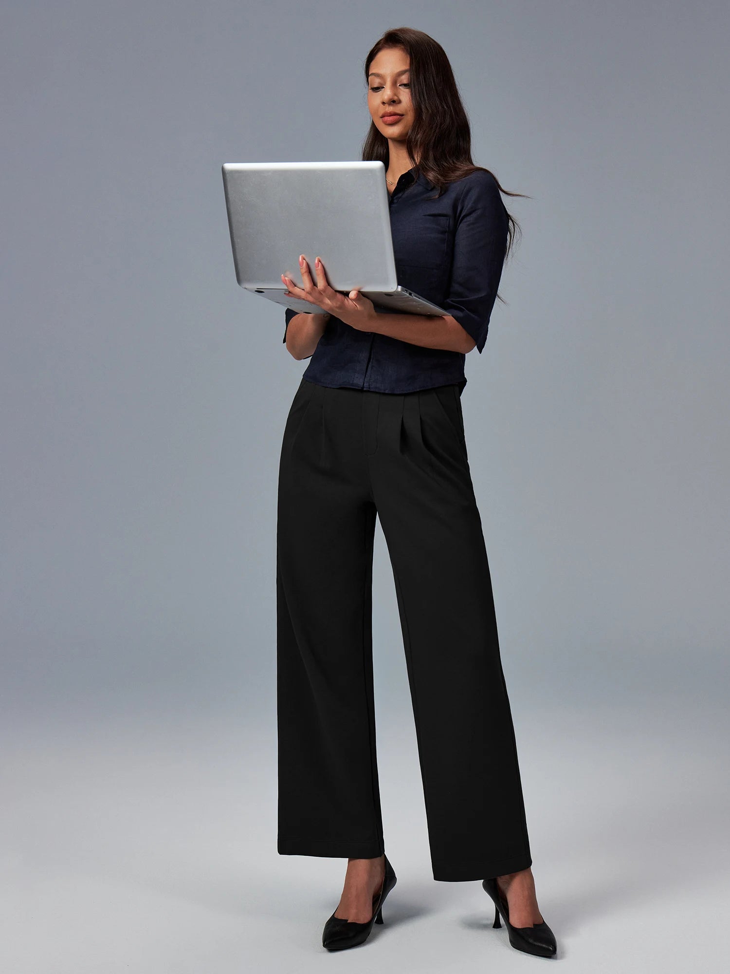 IUGA Wide-Leg Drapey Stretch Work Pants With Pockets | Affordable Yoga Leggings & Activewear by IUGA