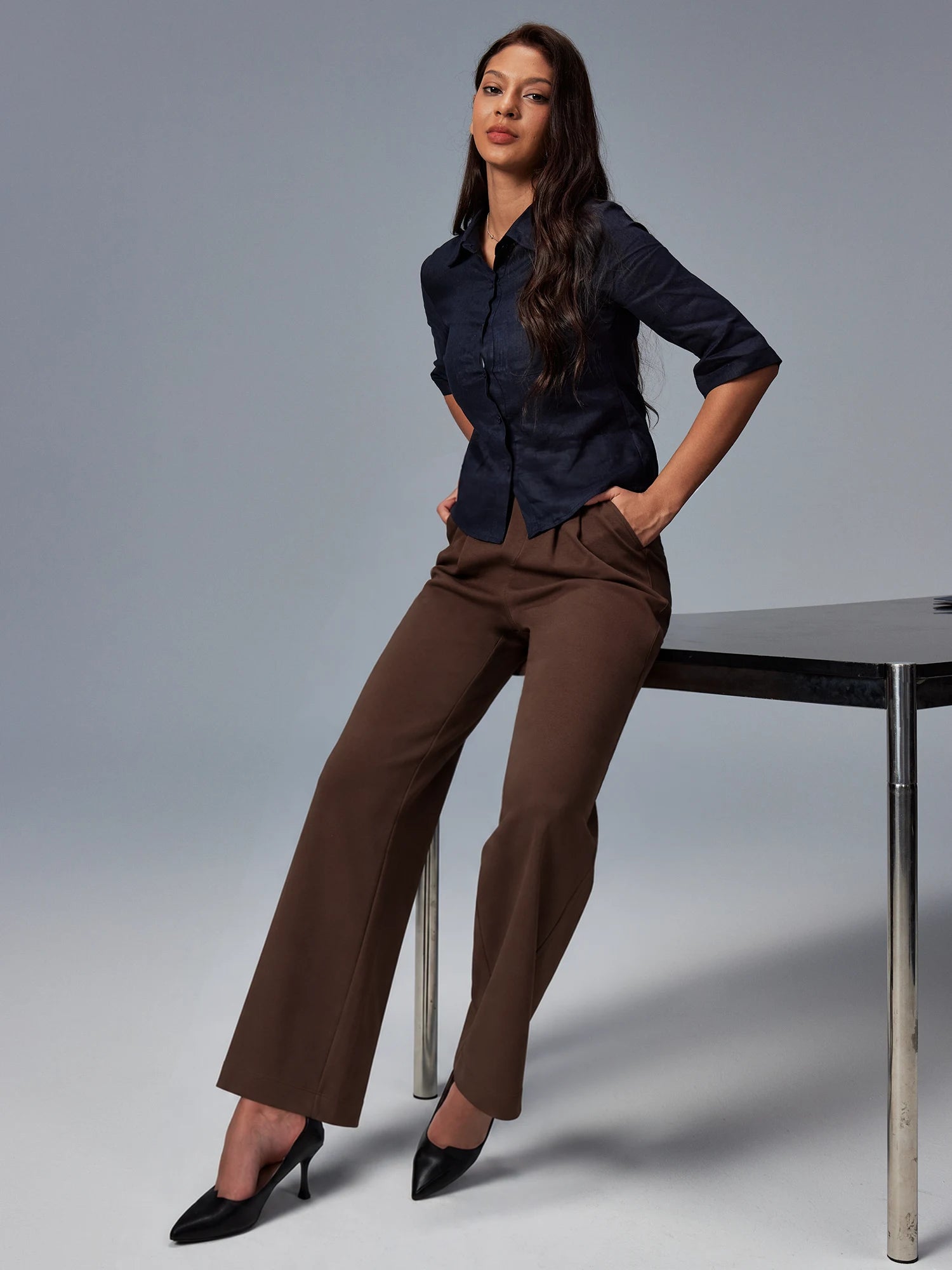 IUGA Wide-Leg Drapey Stretch Work Pants With Pockets | Affordable Yoga Leggings & Activewear by IUGA