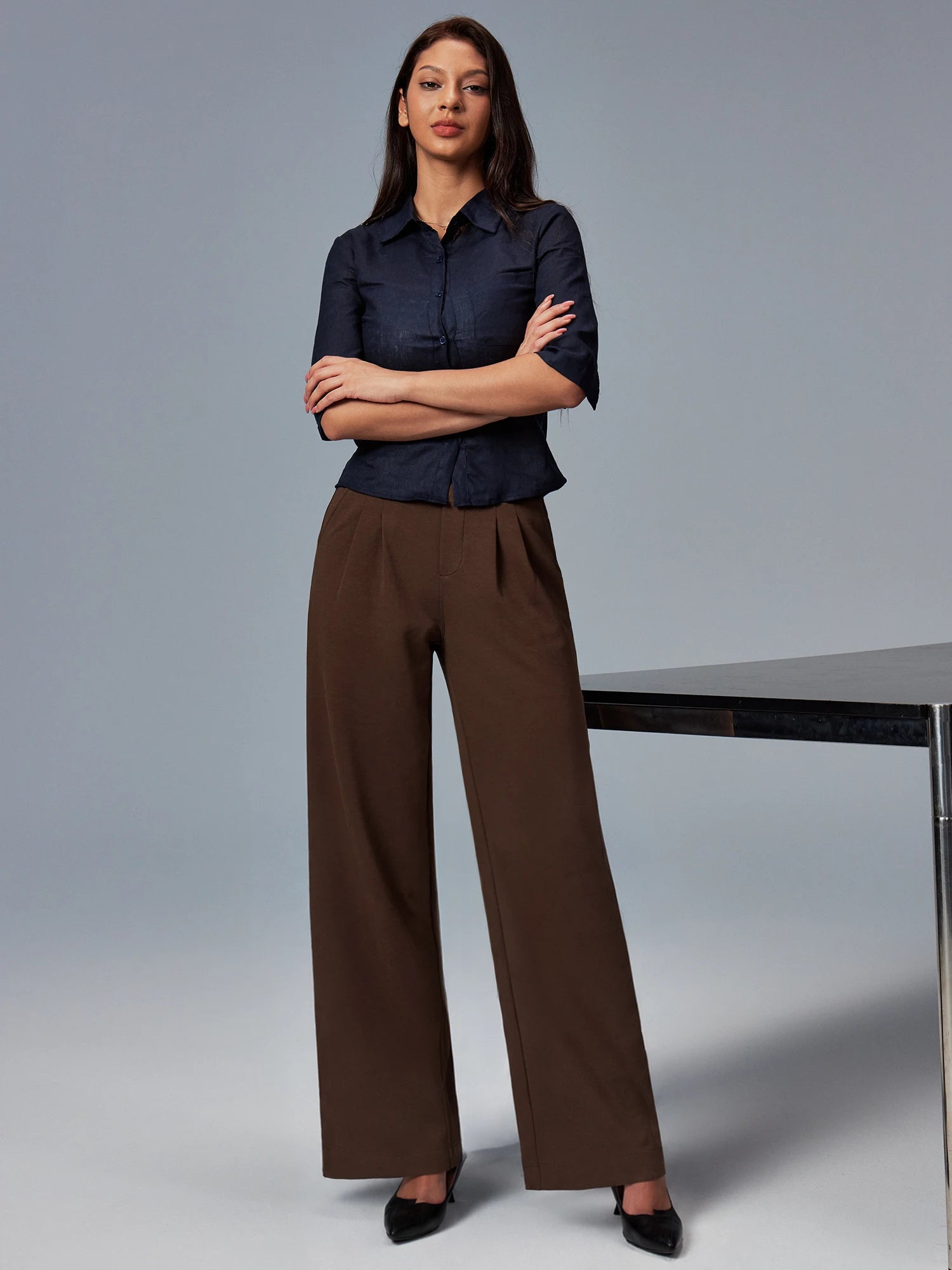 IUGA Wide-Leg Drapey Stretch Work Pants With Pockets | Affordable Yoga Leggings & Activewear by IUGA