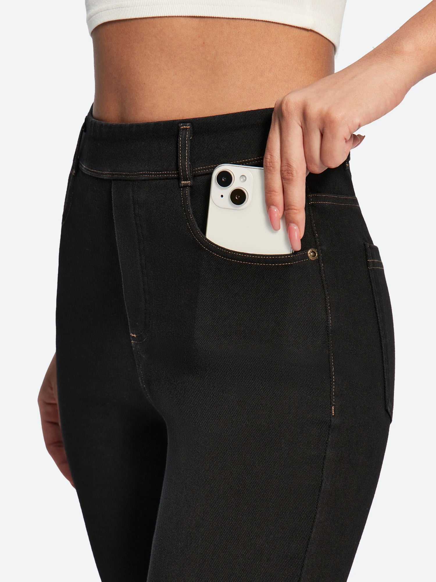 IUGA FlexDenim® Stretch Pull On High Waist Bootcut Jeans With Pockets
