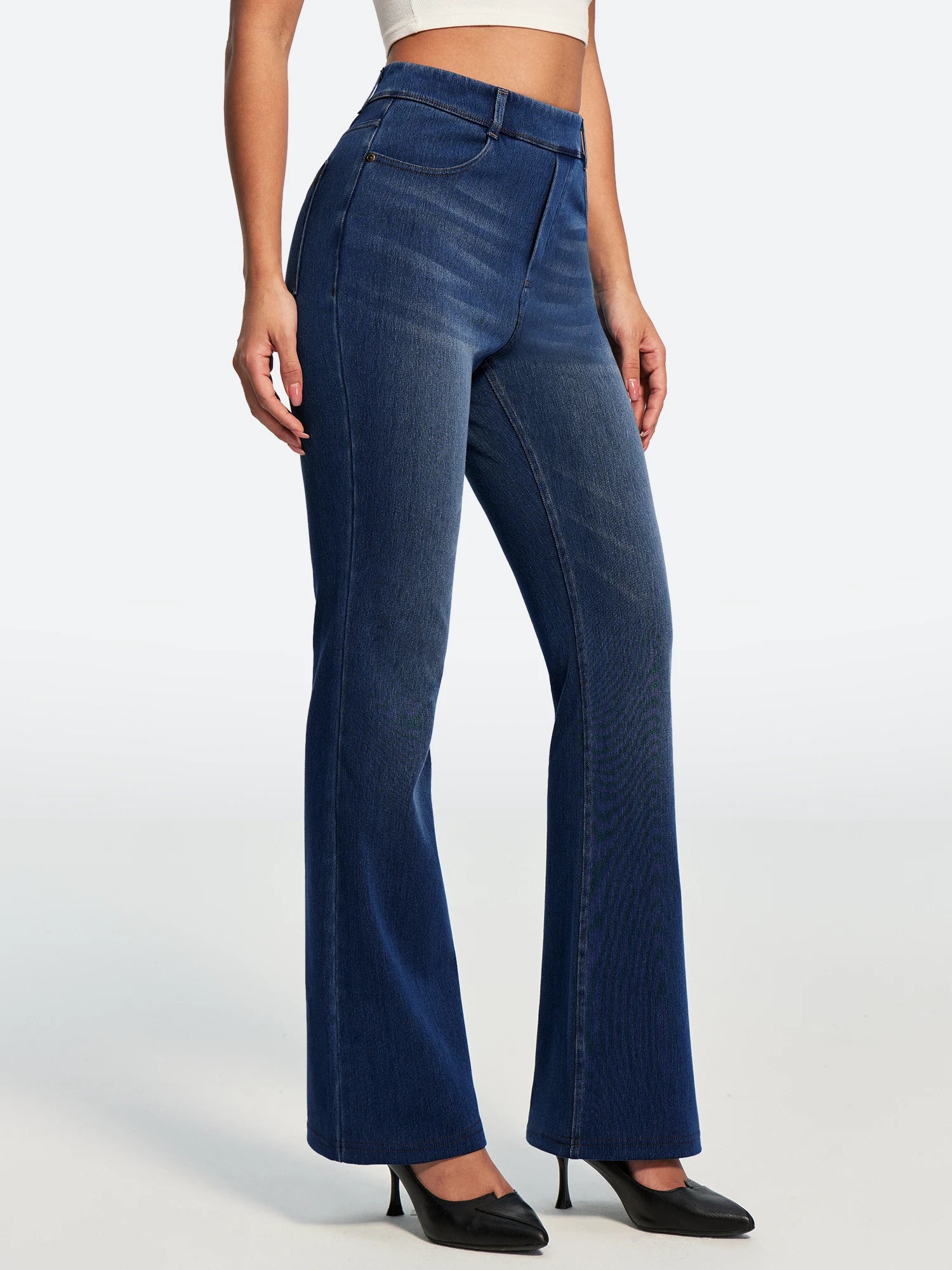IUGA FlexDenim® Stretch Pull On High Waist Bootcut Jeans With Pockets
