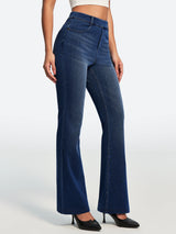 IUGA FlexDenim® Stretch Pull On High Waist Bootcut Jeans With Pockets