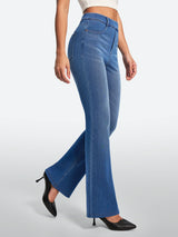 IUGA FlexDenim® Stretch Pull On High Waist Bootcut Jeans With Pockets
