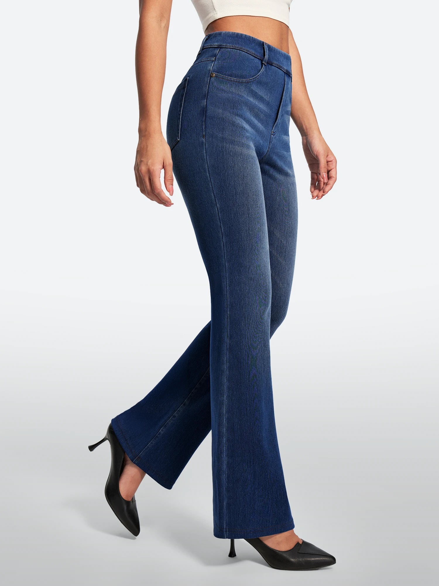 IUGA FlexDenim® Stretch Pull On High Waist Bootcut Jeans With Pockets