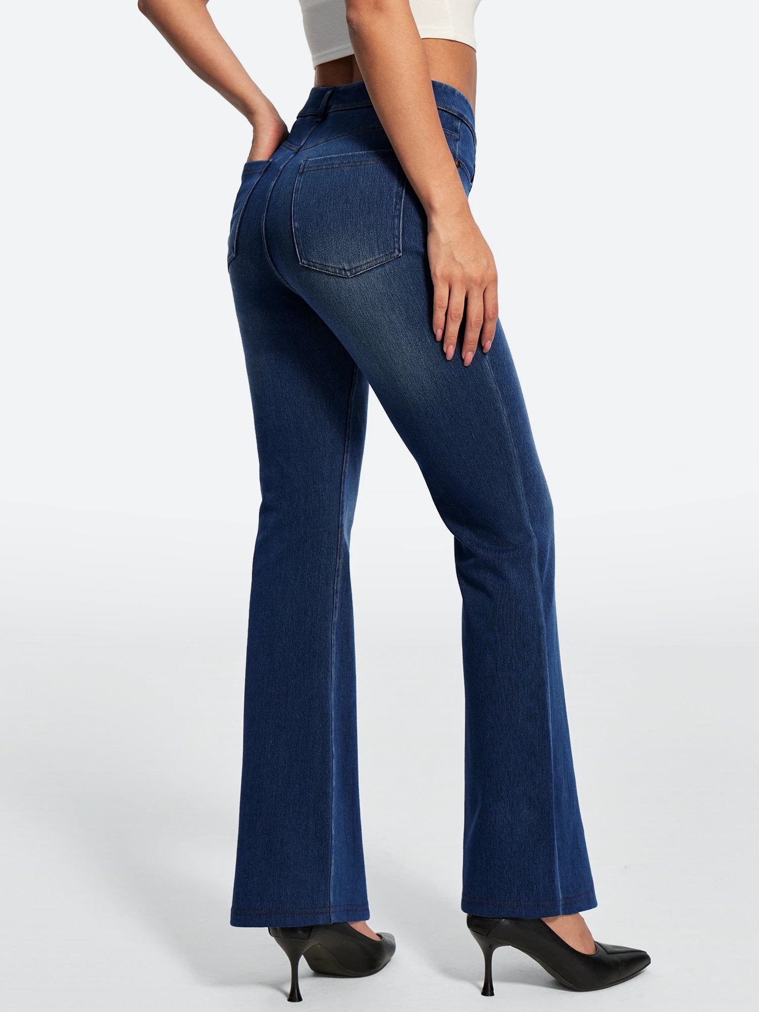IUGA FlexDenim® Stretch Pull On High Waist Bootcut Jeans With Pockets