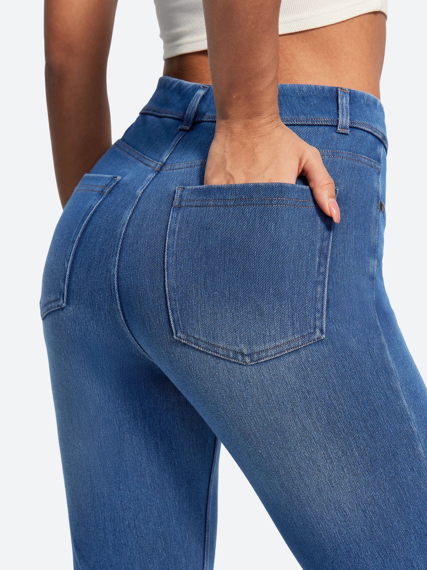 IUGA FlexDenim® Stretch Pull On High Waist Bootcut Jeans With Pockets