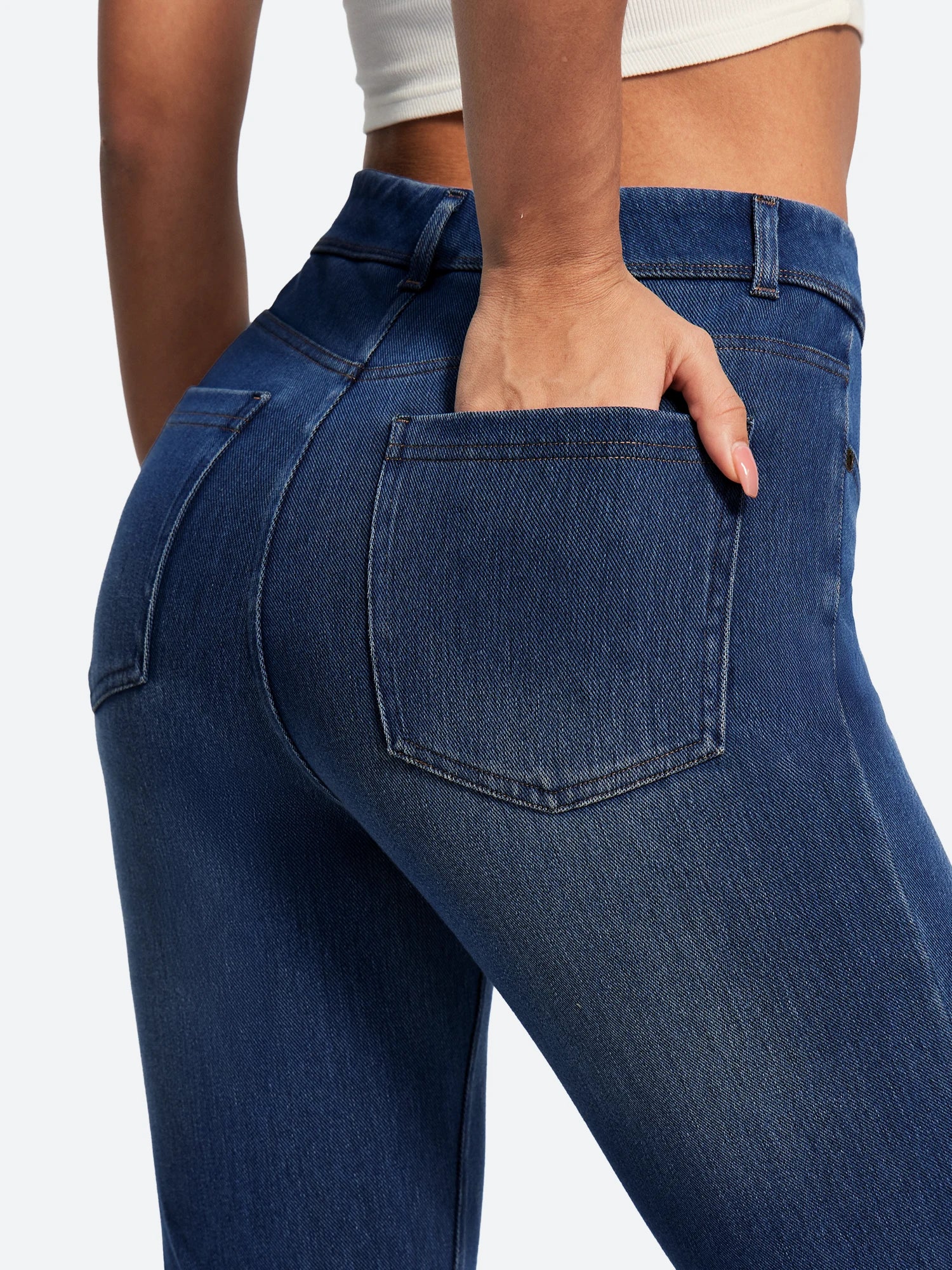 IUGA FlexDenim® Stretch Pull On High Waist Bootcut Jeans With Pockets