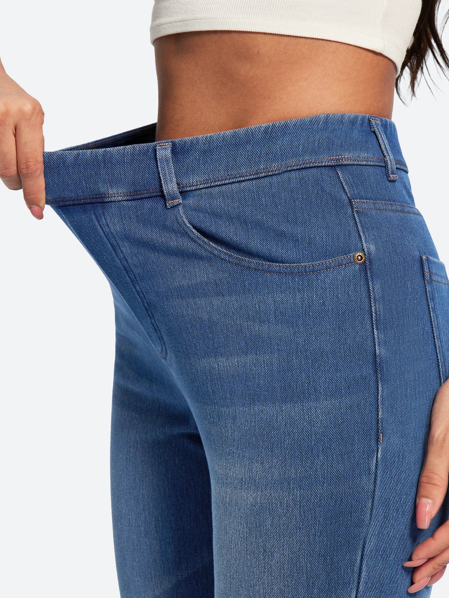 IUGA FlexDenim® Stretch Pull On High Waist Bootcut Jeans With Pockets
