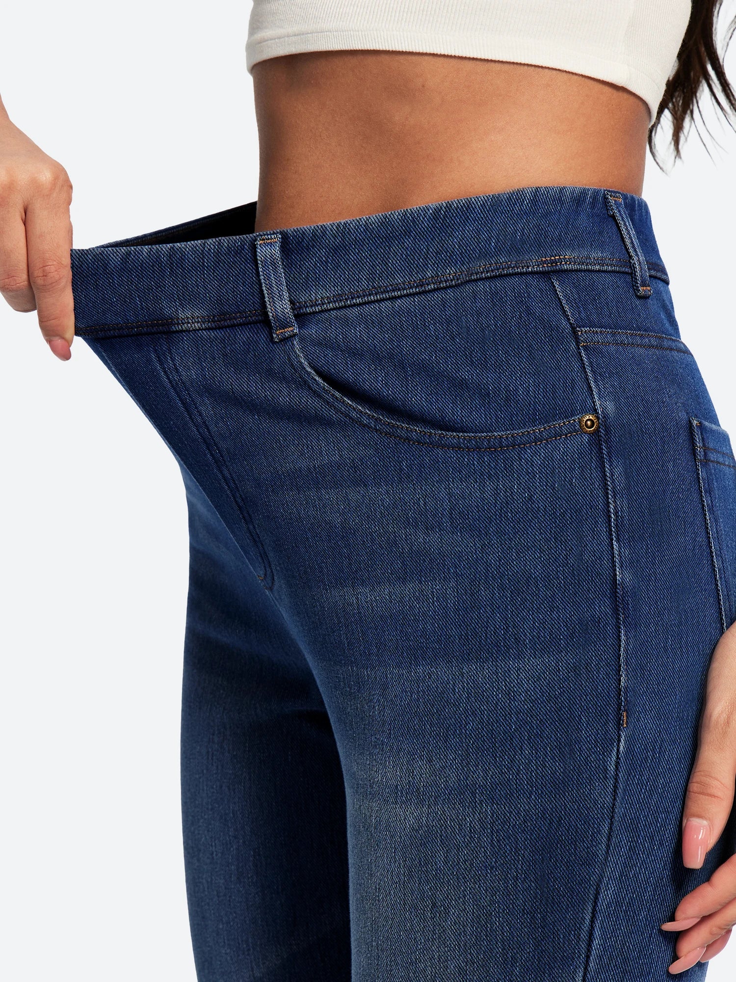 IUGA FlexDenim® Stretch Pull On High Waist Bootcut Jeans With Pockets