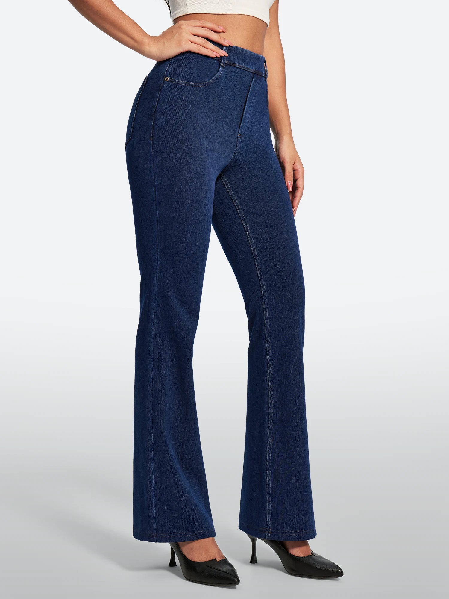 IUGA FlexDenim® Stretch Pull On High Waist Bootcut Jeans With Pockets