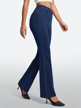 IUGA FlexDenim® Stretch Pull On High Waist Bootcut Jeans With Pockets