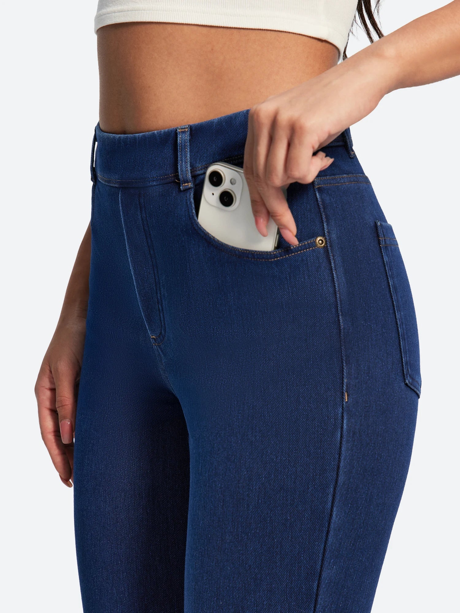 IUGA FlexDenim® Stretch Pull On High Waist Bootcut Jeans With Pockets