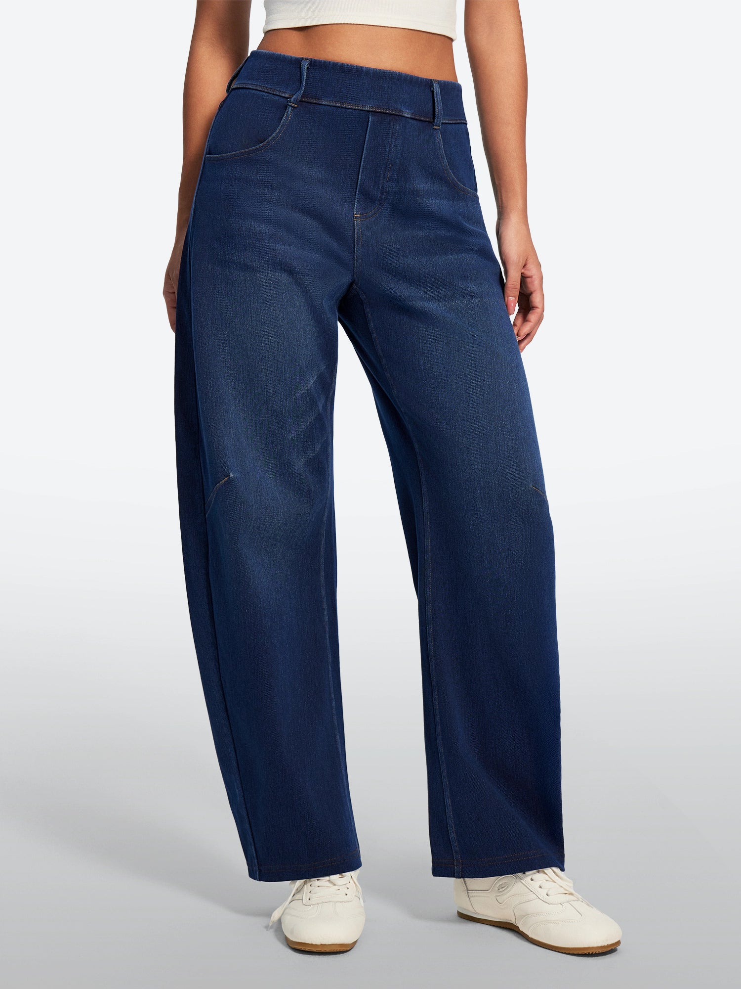 IUGA FlexDenim® Soft Pull-On Barrel-Leg Stretch Denim Pants With 4 Pockets